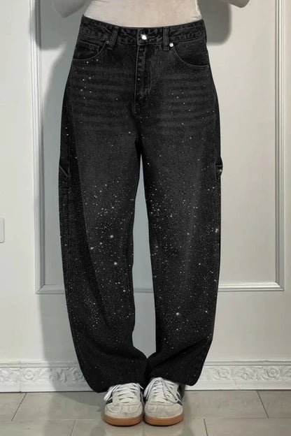⏰Final 2-Hour Clearance🔥Women's Casual Rhinestone Loose Harem Jeans