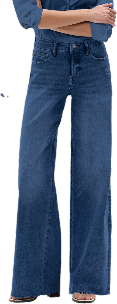 Mid-Rise High-Stretch Relaxed Wide-Leg All-Season Casual Jeans