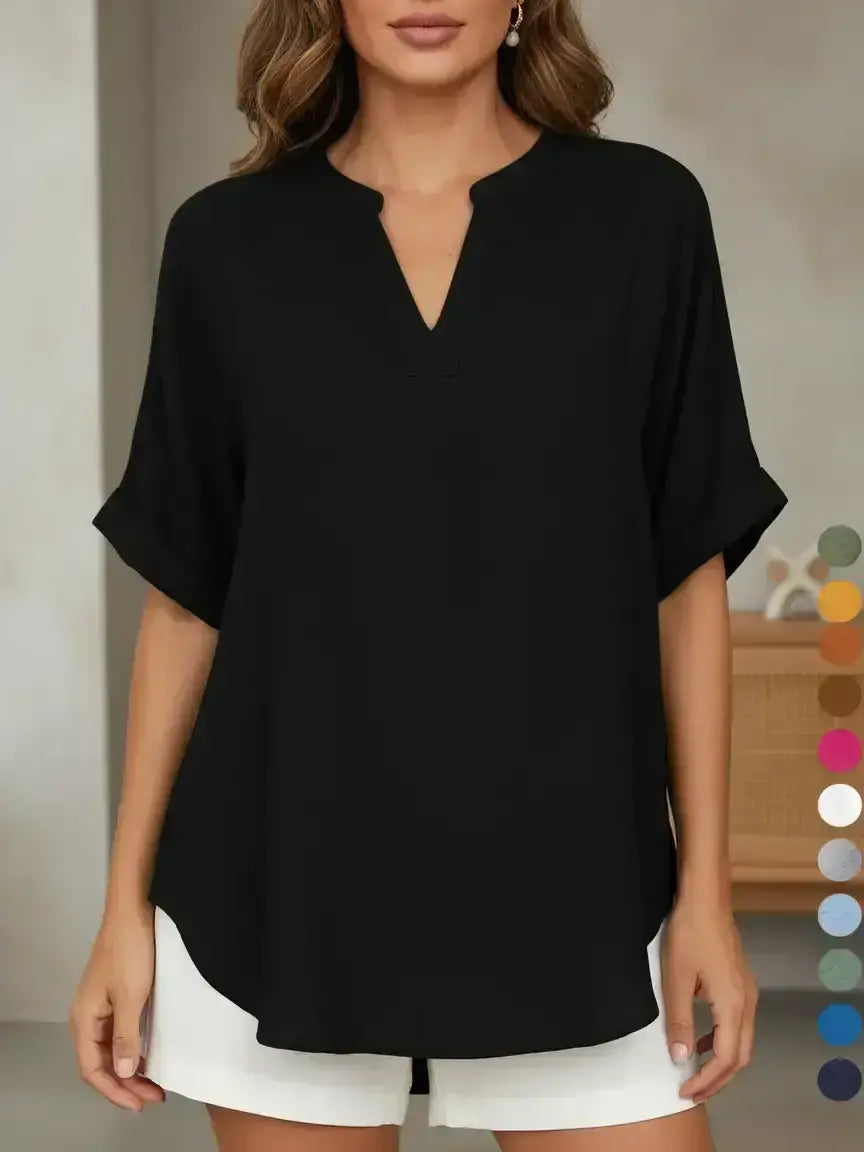 Women's Plain Short Sleeve Blouse
