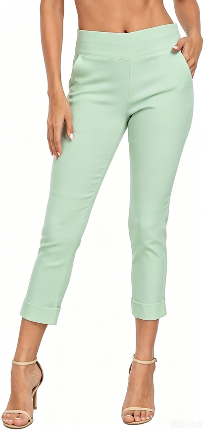 Women’s Capri Pants with Pockets Dressy Casual Stretch Trouser Straight Leg