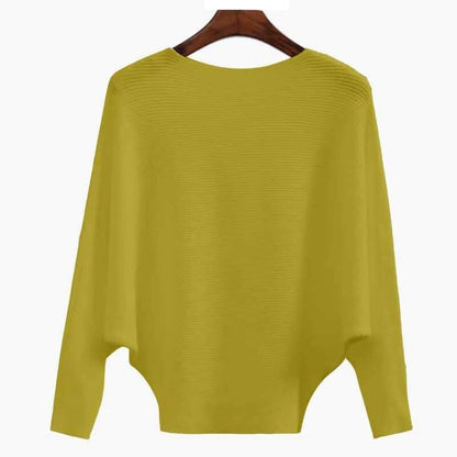 🔥New Years Sale✨️Women's Boat Neck Bat Sleeve Knitted Sweater