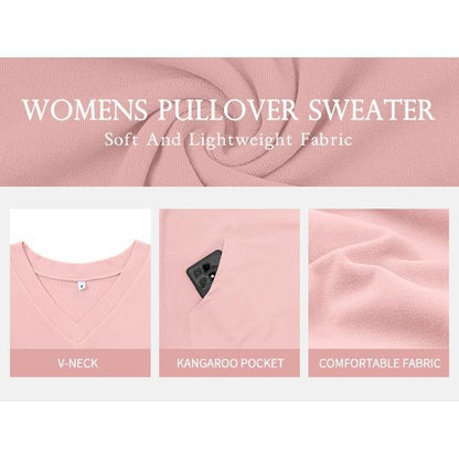 Clearance sale🔥 Your Favorite Is Back!Women's Hoodless V-neck Sweatshirt With Kangaroo Pocket Fleece Longsleeve Oversized Casual Style Shirt