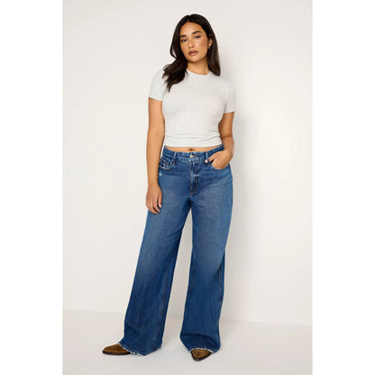 Women's High Waisted Frayed Hem Wide Leg Jeans