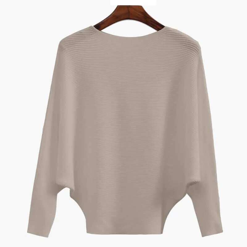 🔥New Years Sale✨️Women's Boat Neck Bat Sleeve Knitted Sweater