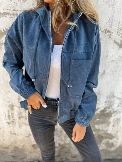 Casual Comfort Zip-Up Corduroy Jacket