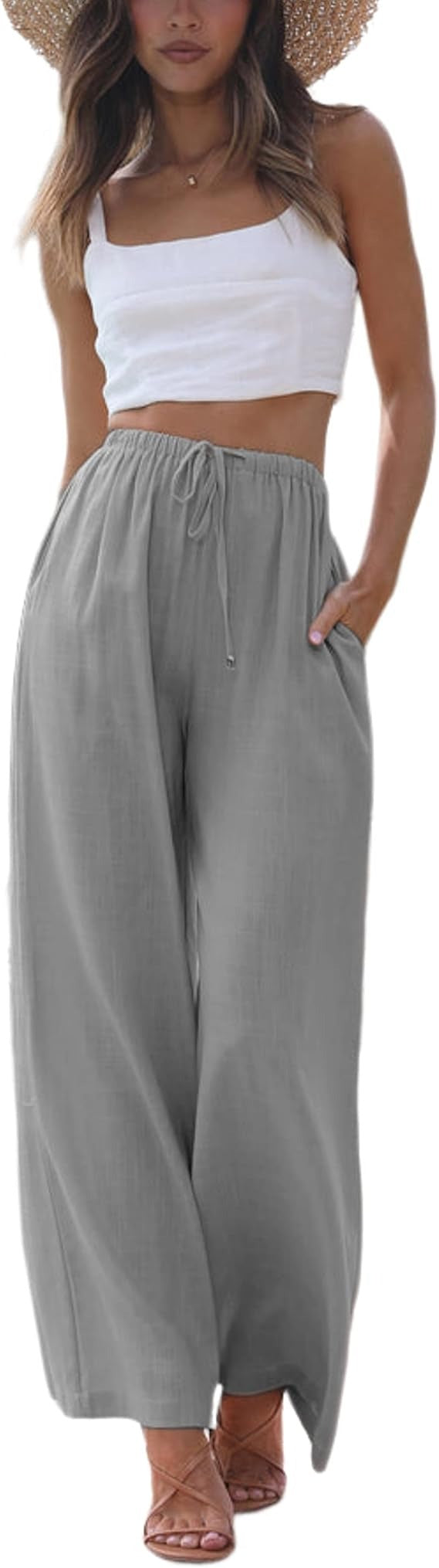 Women's Cotton Linen Summer Palazzo Pants