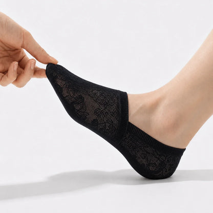 Breathable Cotton Floral Lace No-Show Socks