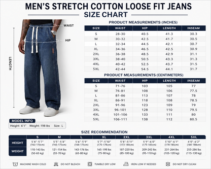 Men's Stretch Cotton Loose Fit Jeans