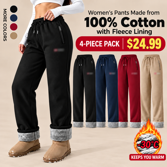 Damen-Thermohose aus 100 % Baumwolle mit warmem Fleecefutter