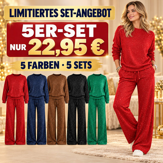 ⏳ Weihnachts-Sonderaktion: 50 % Rabatt! ⏰ Damen-Glitzer-Weihnachts-Zweiteiler: Sweatshirt & Hose