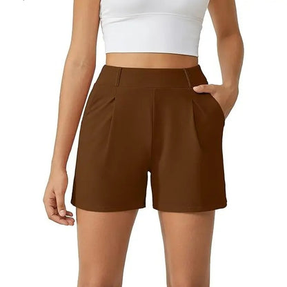 Women's Trendy High Waisted Casual Summer Shorts with Pockets