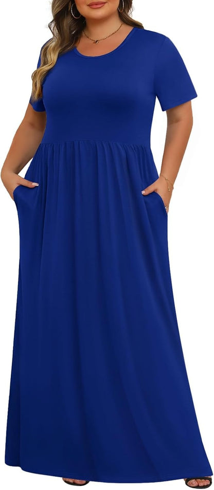 Women's Plus Size Maxi Dresses for Curvy Women Casual Long Dress