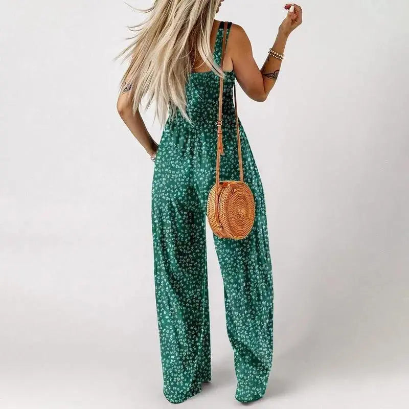 💕Women's Casual Print Sleeveless Overalls Jumpsuits