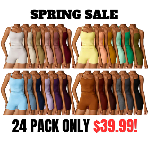 Two-piece Solid Backless Cami Top & High Waist Shorts Set