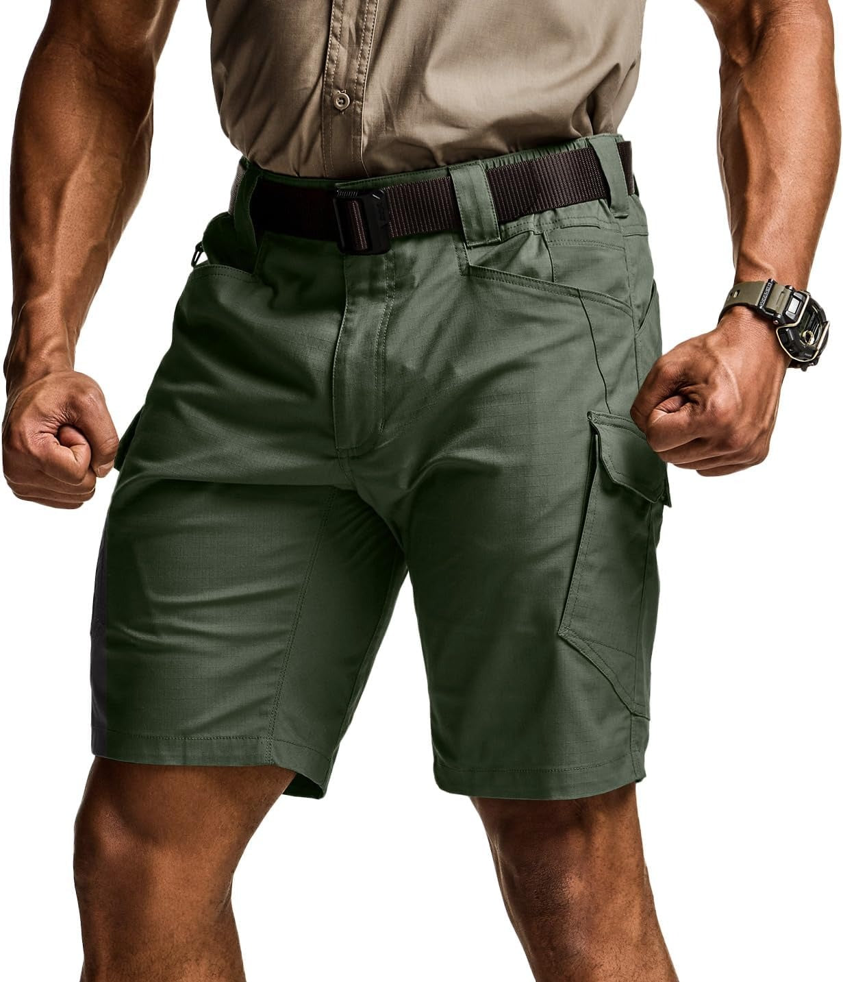 Men's Lightweight Water Resistant Golf Shorts, Stretch Tactical Work Shorts with Multi-Pocket
