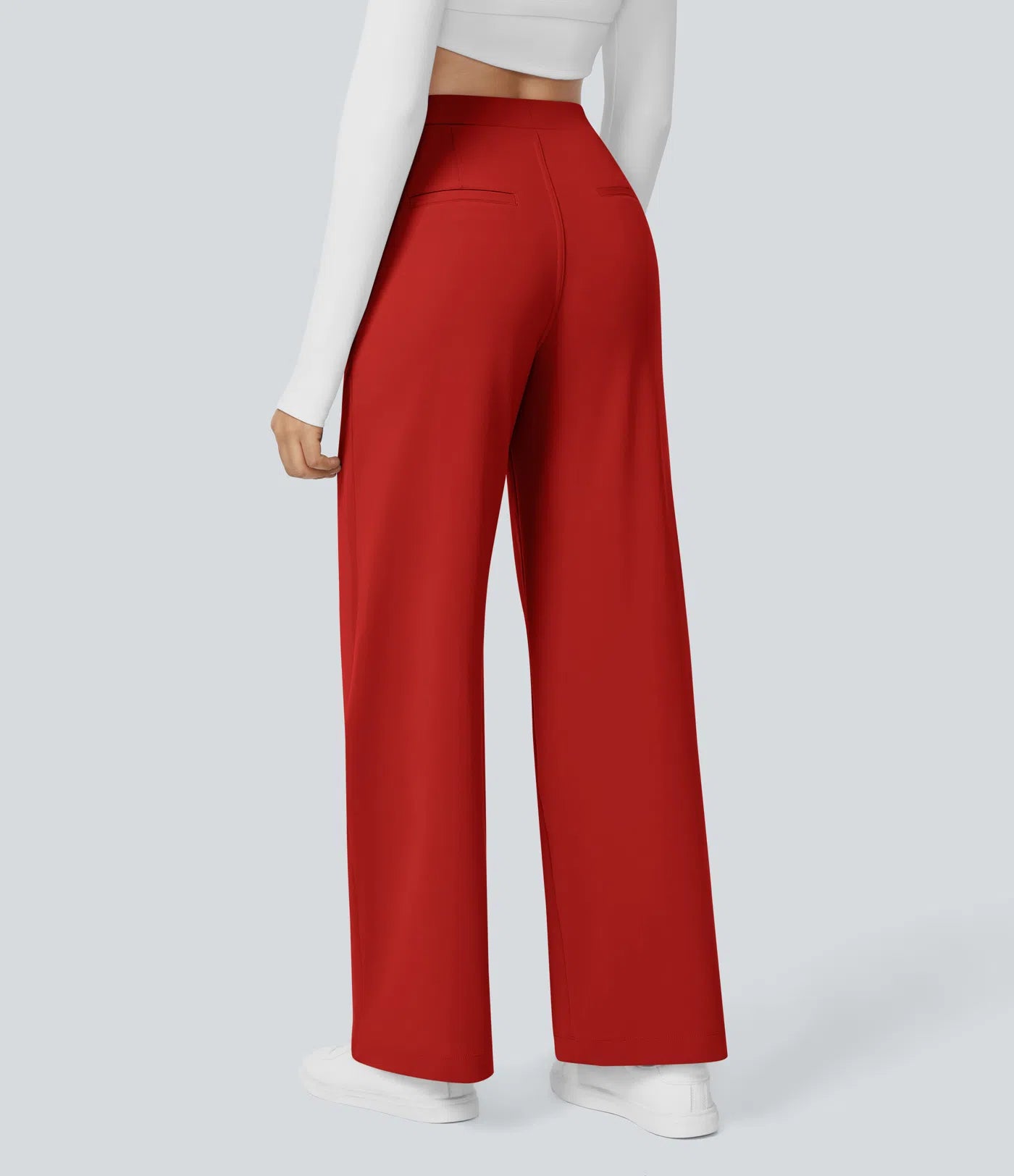 High Waisted Side Pocket Straight Leg Work Pants