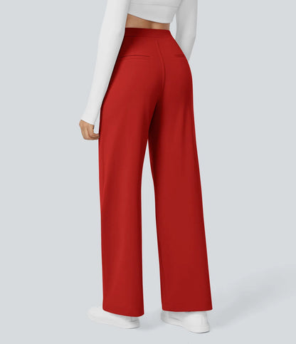 High Waisted Side Pocket Straight Leg Work Pants