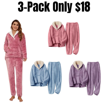 Women's Fluffy Fleece Winter Pajama Set