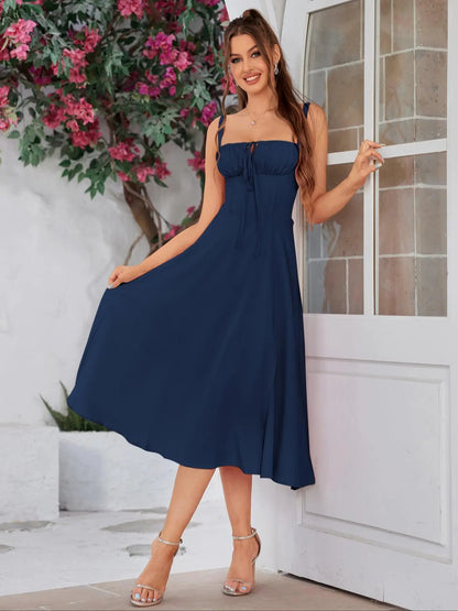 Women's Plain Ruched Boning Corset Milkmaid Dress