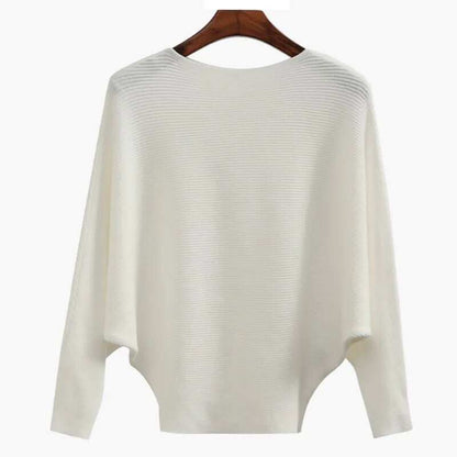🔥New Years Sale✨️Women's Boat Neck Bat Sleeve Knitted Sweater