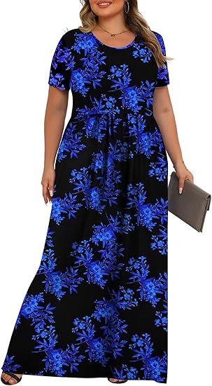 Women's Plus Size Maxi Dresses for Curvy Women Casual Long Dress