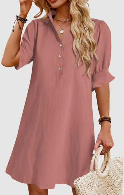 Womens Summer Shirt Mini Dresses with Pockets