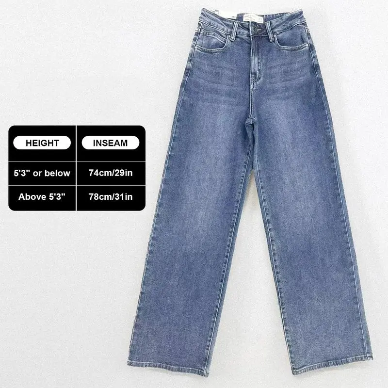 🔥6 Pack-Women's High Waist Wide Leg Jeans - Stretch Denim Trousers with Multi-Pockets