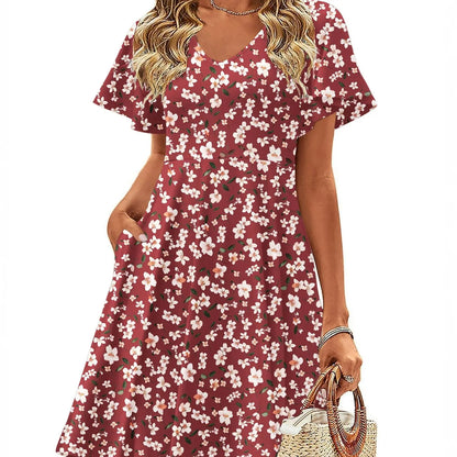 🔥Casual Swing Floral Ruffle Short Sleeve Sundresses