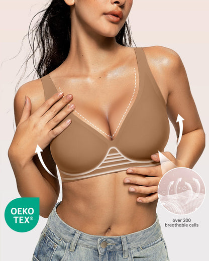 Wireless Polka Dots Deep V Seamless Bras