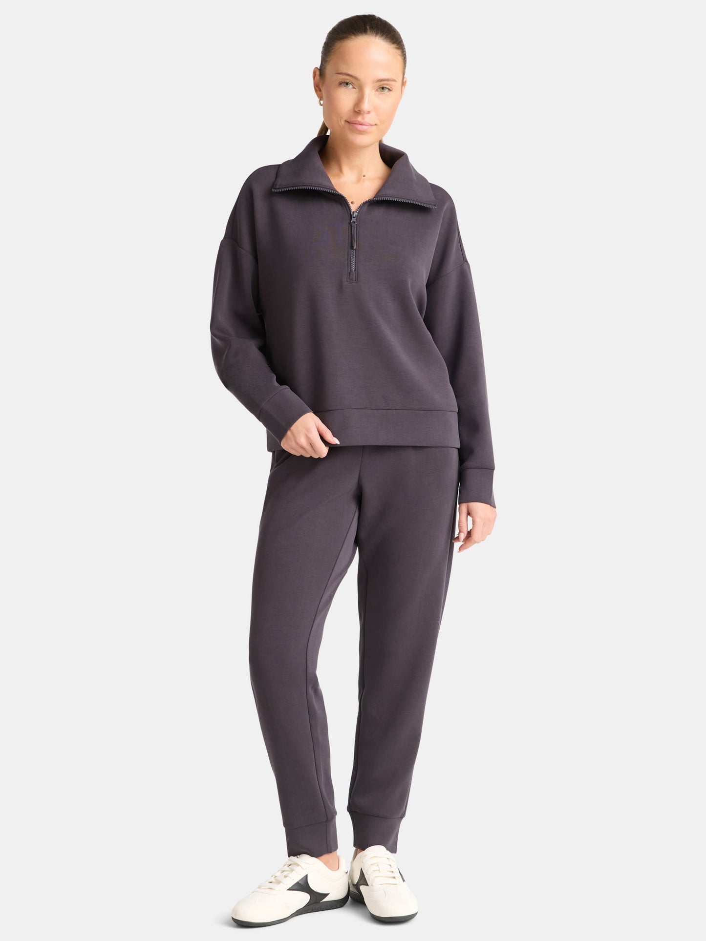Women's and Women's Plus ScubaKnit Quarter Zip Pullover