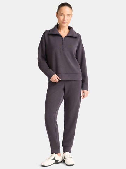 Women's and Women's Plus ScubaKnit Quarter Zip Pullover