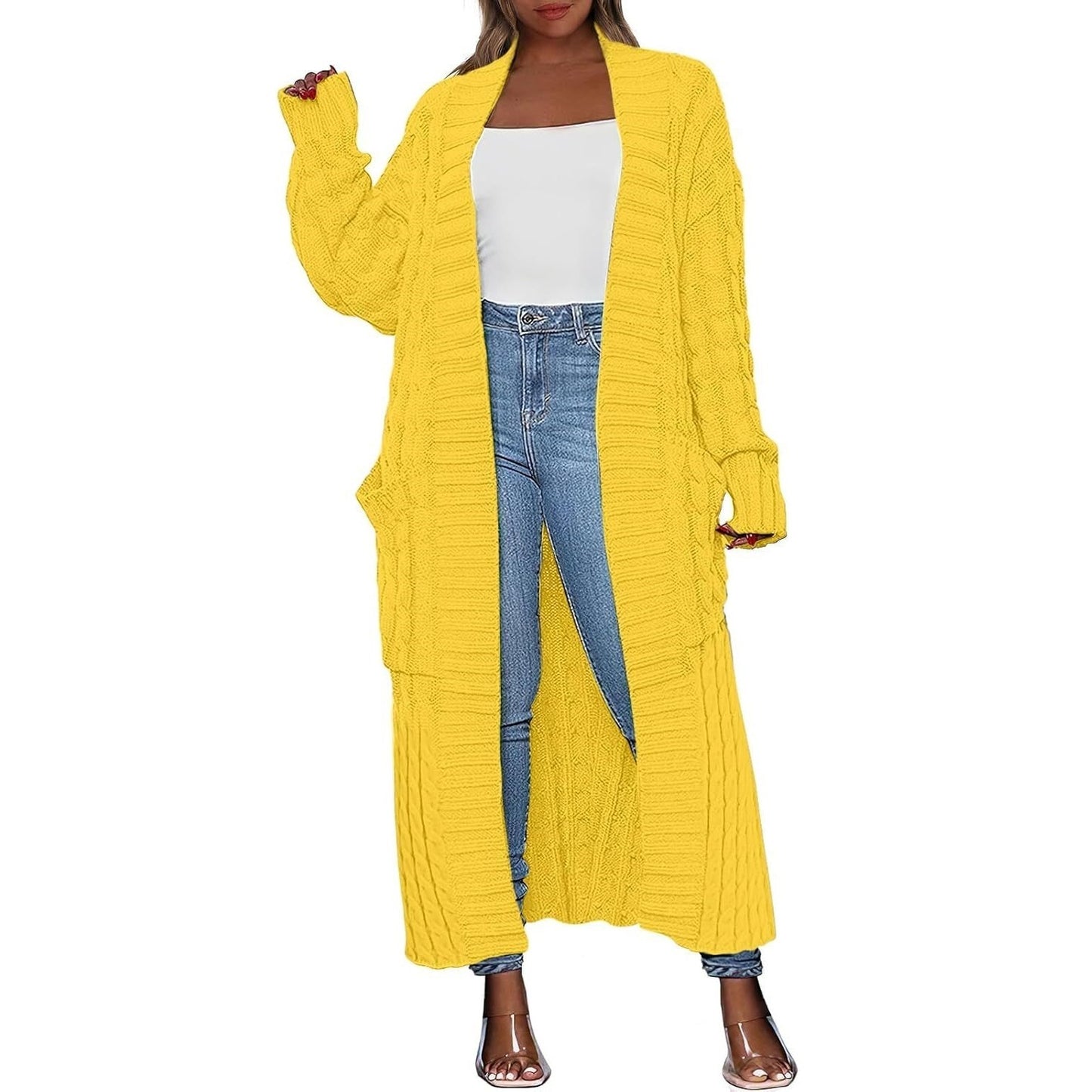 LBF-Women's Long Cardigan 2025 Oversized Coat Long Sleeve Open Cardigan Knitted Extra
