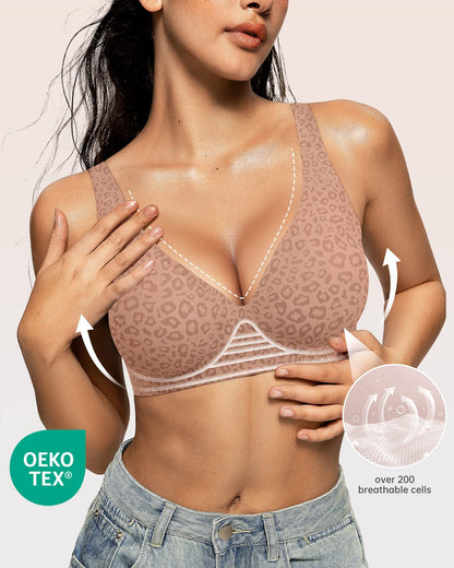 Wireless Polka Dots Deep V Seamless Bras