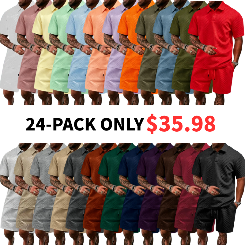 🔥Casual Summer Textured Polo Set