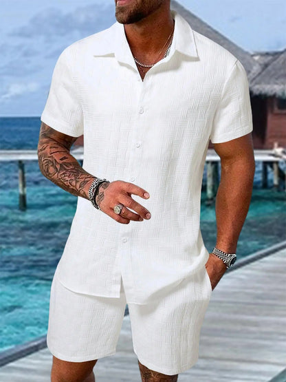 Men's Summer Beach Short Sleeve Two-piece Set
