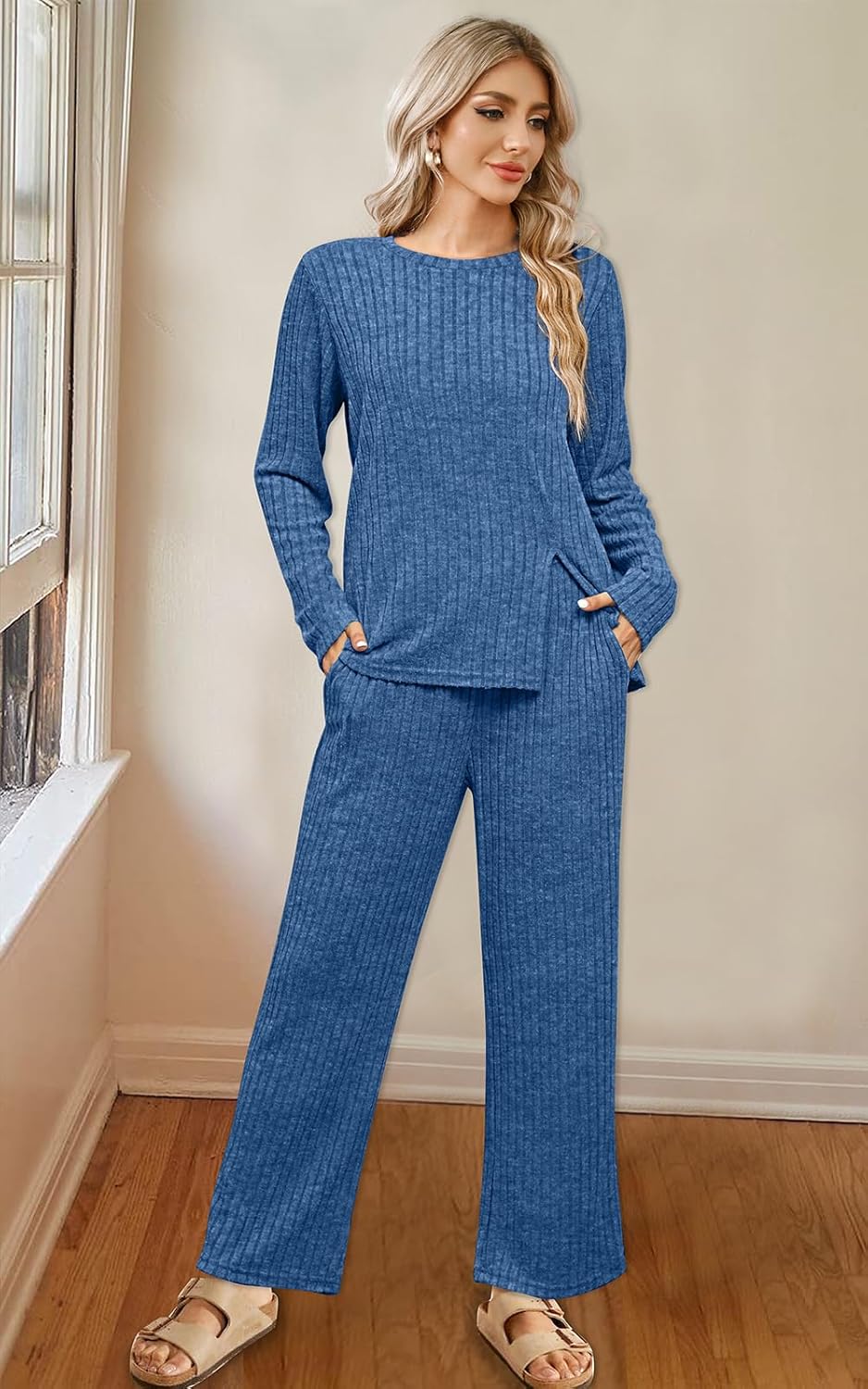 FACTORY SALE Womens Two Piece Outfits Lounge Sets Cozy Sweater Loungewear with Pockets 2025