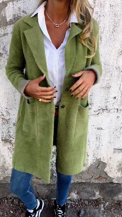Last Chance 70% OFF-  Women's lapel long-sleeved faux fur long coat