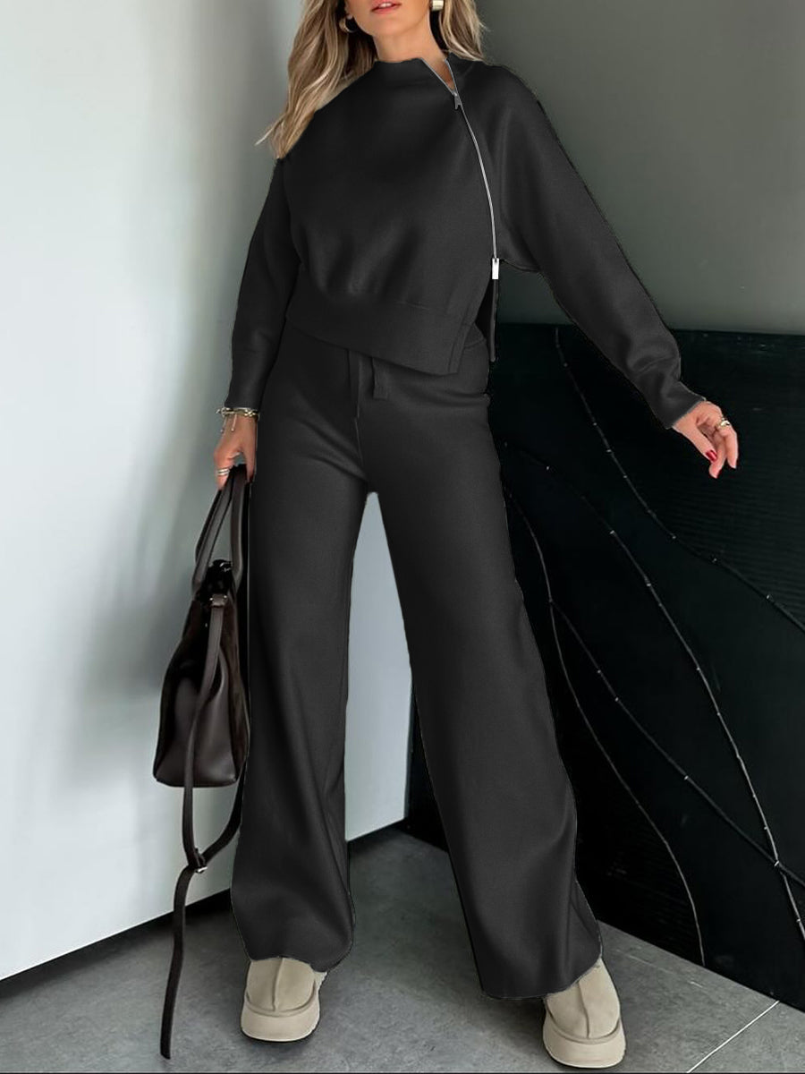 Women'S Sports Knit Side Slit Top & Pants Set