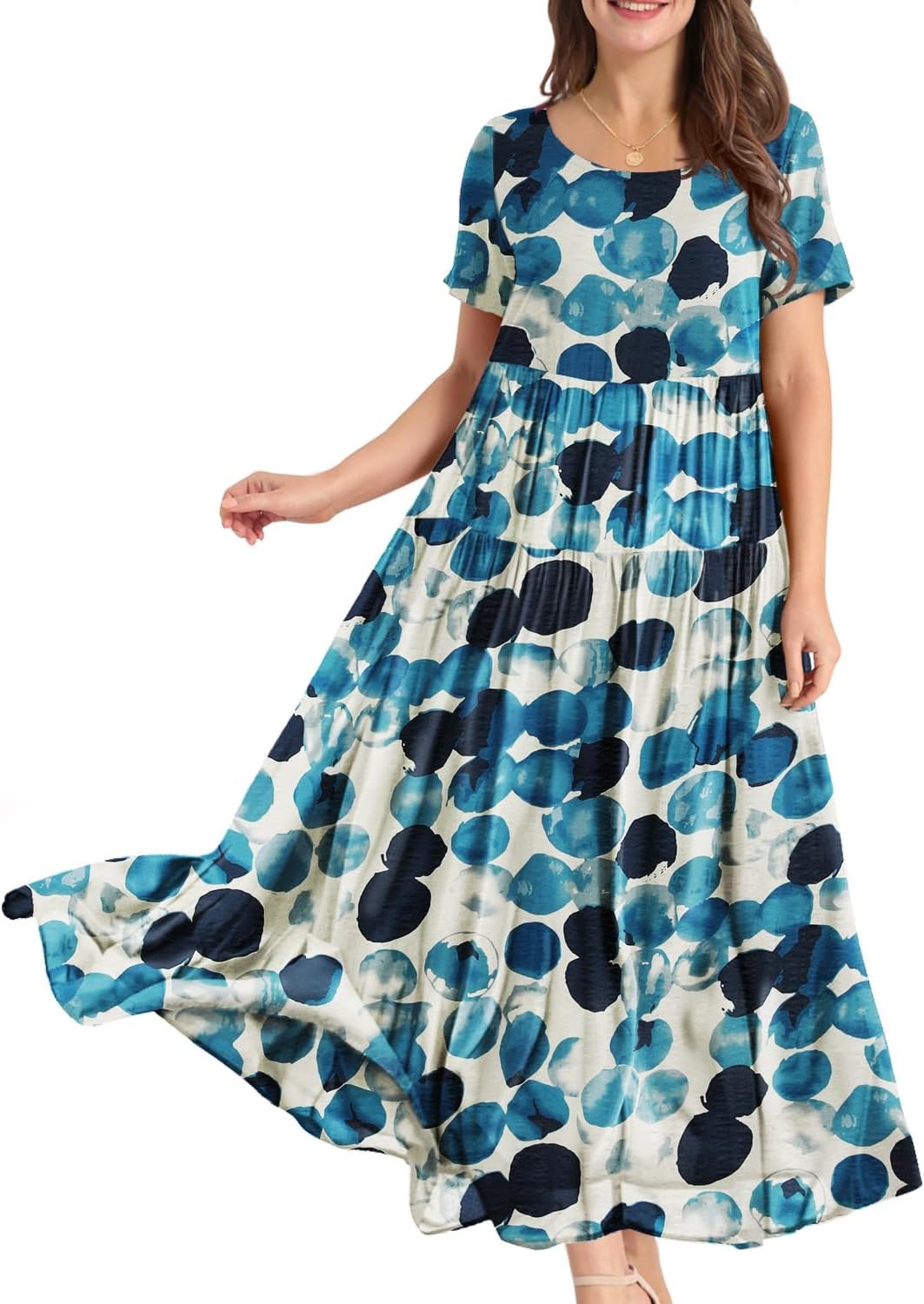 Women Casual Loose Bohemian Floral Dress Maxi Summer Beach Dresses