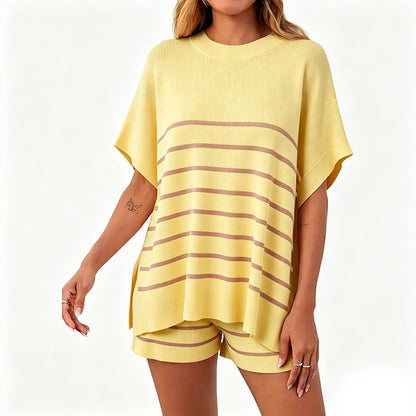 High Waisted Shorts Summer Knit Lounge Short Sets