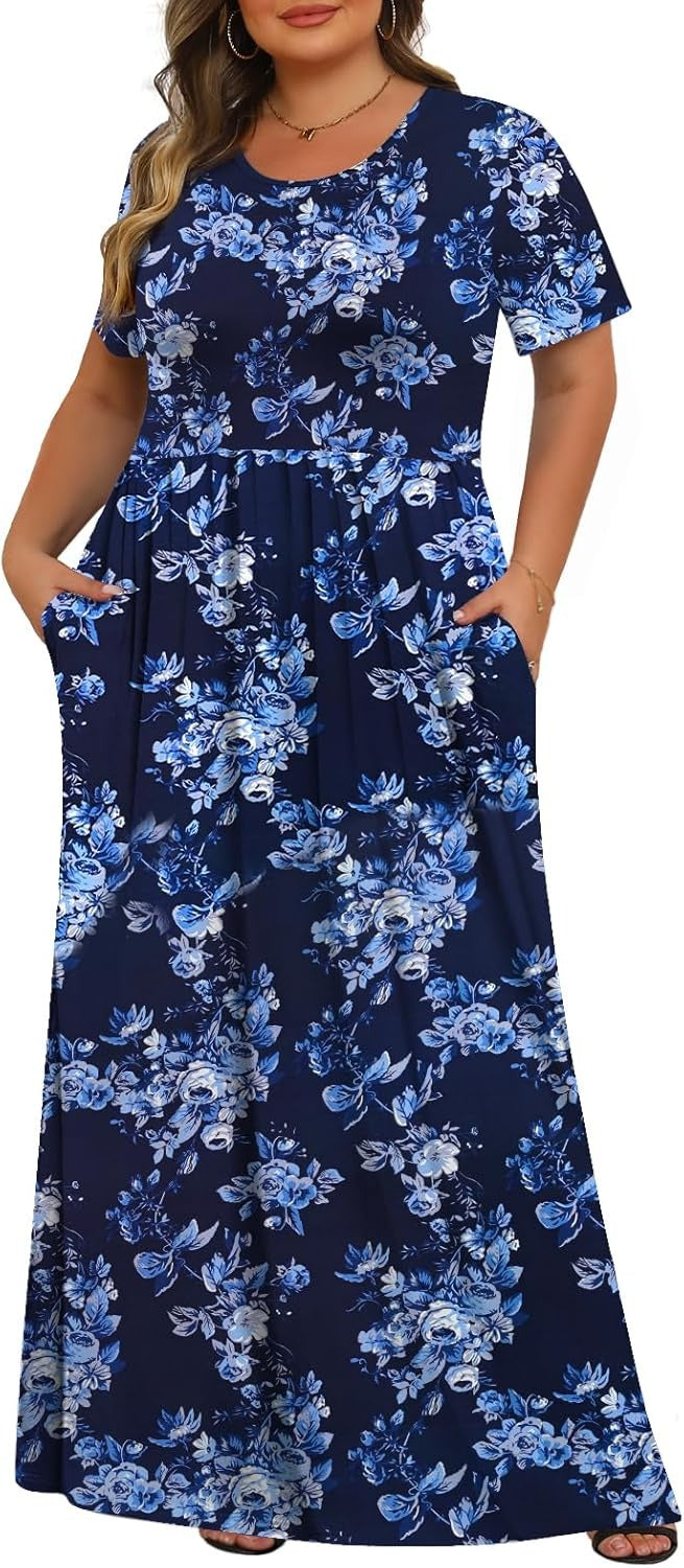 Women's Plus Size Maxi Dresses for Curvy Women Casual Long Dress