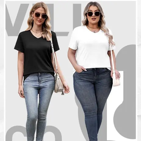 Basic Casual Tees V Neck T-Shirts for Women