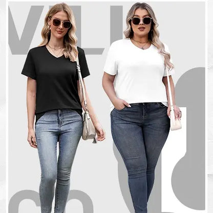 Basic Casual Tees V Neck T-Shirts for Women
