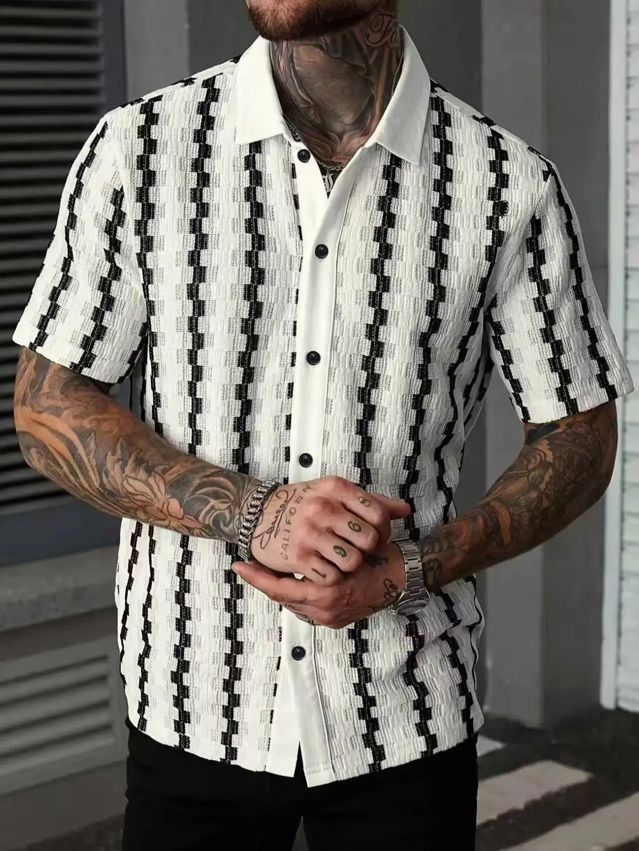 Men's Casual Plaid Stretch Short Sleeve Shirt