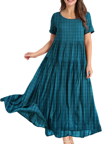 Women Casual Loose Bohemian Floral Dress Maxi Summer Beach Dresses