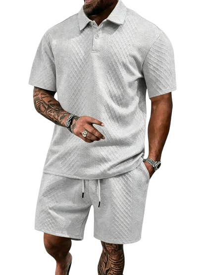 🔥Casual Summer Textured Polo Set
