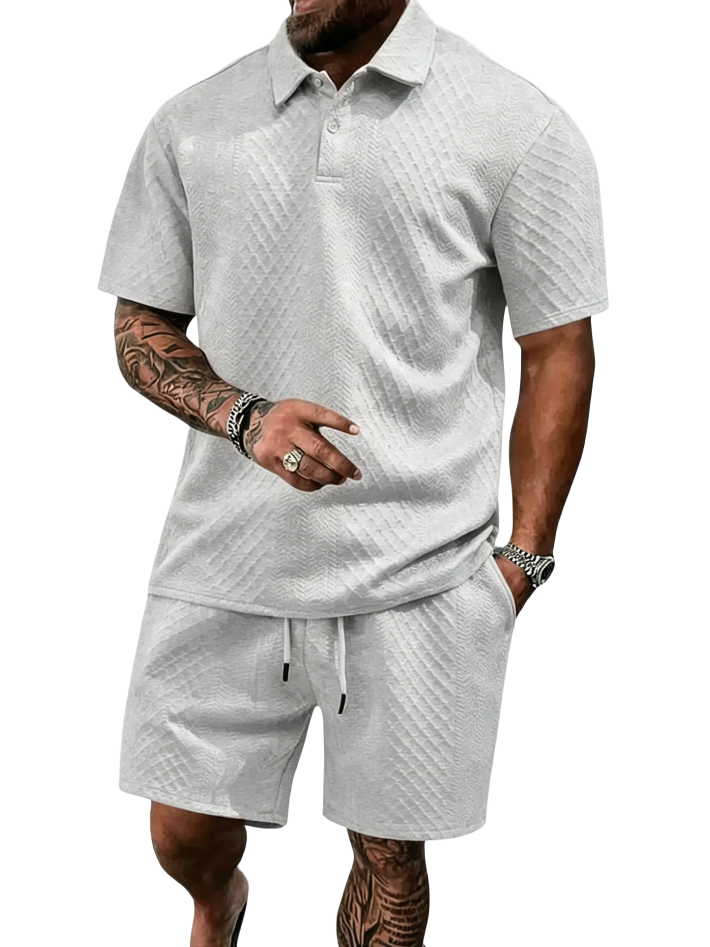 🔥Casual Summer Textured Polo Set