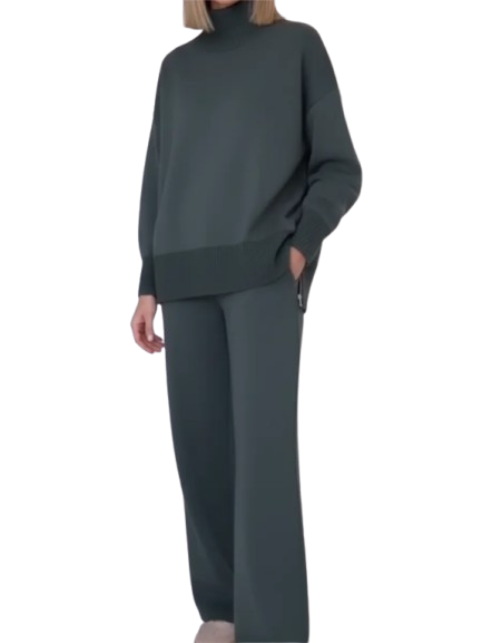 Casual Travel Stand Collar Straight Pants Two-Piece Set