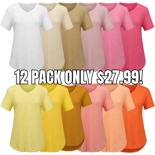 Basic Casual Tees V Neck T-Shirts for Women