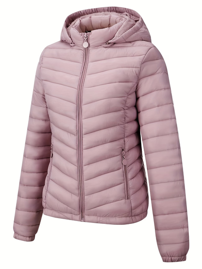 Women's Hooded Padded Coat - Fashion Simple Versatile Lightweight Pockets for Autumn Winter Commuter